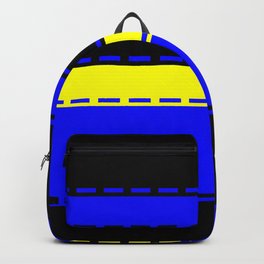 Blue, Black And Yellow Modern, Bold Panel Print Design With Stitching Effect Backpack