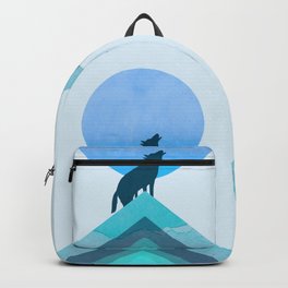 Abstraction_BLUE MOON_WOLF_FOREST_Minimalism_001 Backpack