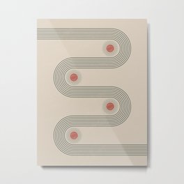 Mid century modern minimalist print with contemporary geometric moon phases Metal Print