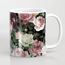 Vintage & Shabby chic - dark retro floral roses pattern Coffee Mug