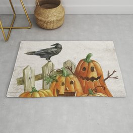 Pumpkins And The Raven Halloween Rug