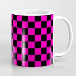 Large Hot Neon Pink and Black Racing Car Check Coffee Mug