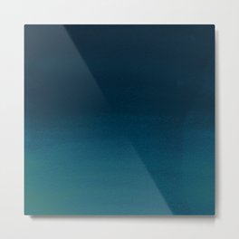 Navy blue teal hand painted watercolor paint ombre Metal Print