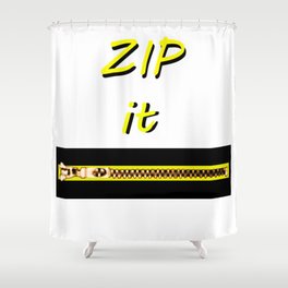 Zip it Black Yellow jGibney The MUSEUM Gifts Shower Curtain