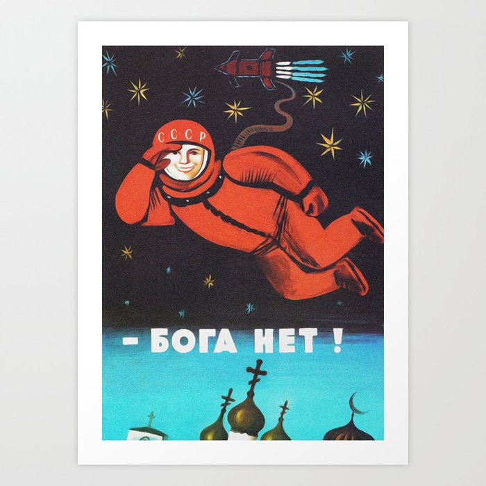 ussr vintage,soviet propaganda There/'s no god Soviet poster No God Soviet vintage space poster 1970s