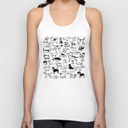 Black and White Dog Drawings | Cute Dog Breeds Pattern Tank Top