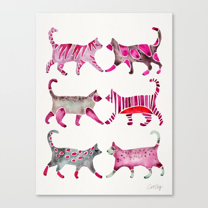 Cat Collection – Magenta Palette Leinwanddruck