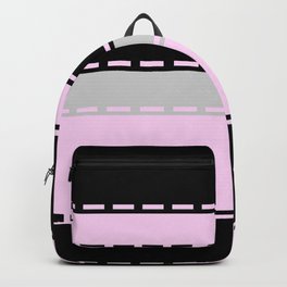 Pink, Black And Grey Modern Panel Print Design With Stitching Effect Backpack