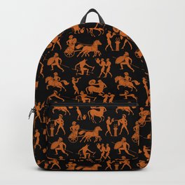 Greek Figures // Orange & Black Backpack