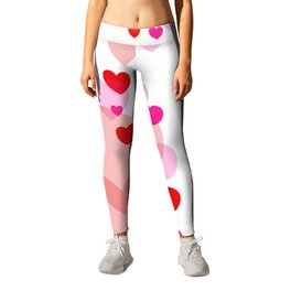 Flying Hearts pink red color Leggings