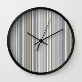 Blue grey Tan Stripes Wall Clock