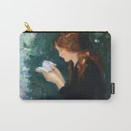 The Girl with Red Hair Reading in the Garden still life portrait painting by Laura Muntz Lyall Carry-All Pouch