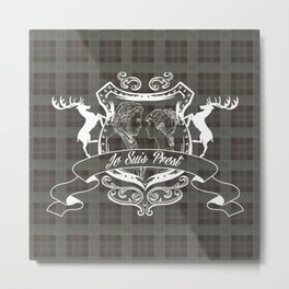 Outlander plaid with Je Suis Prest crest Metal Print | Illustration, Jesuisprest, Frasier, Digital, Graphicdesign, Movies & TV, Outlander, Plaid, Scottish, Pattern 