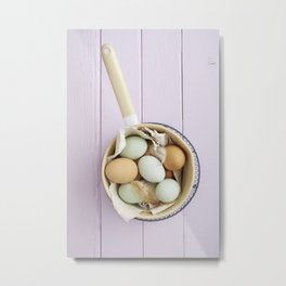 Organic eggs from Easter egger chicken Metal Print