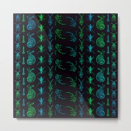 Neon Insect Stripes 2 Metal Print