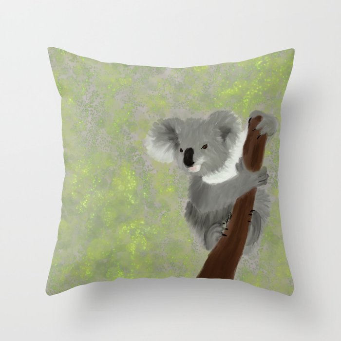 Koala Bear Hanging In There Throw Pillow