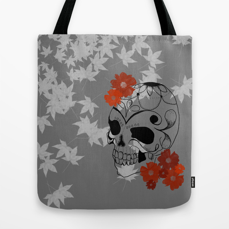 sugar skull tote bag