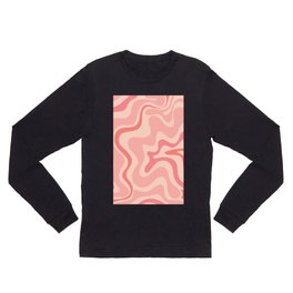 Retro Liquid Swirl Abstract in Soft Pink Long Sleeve T Shirt | 60S, Aesthetic, Psychedelic, Blush, Retro, Painting, Kierkegaard Design, Digital, Pattern, 70S 