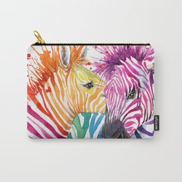 Rainbow Zebra. watercolor illustration. wild animals. african nature. fashion design. exotic wildlife.  Carry-All Pouch
