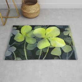 Clover Watercolor Four Leaf Clover Painting Lucky Charm Pattern Rug