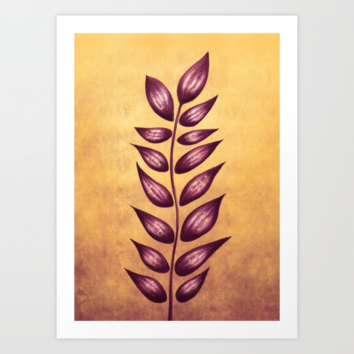 Abstract Plant With Purple Leaves Art Print