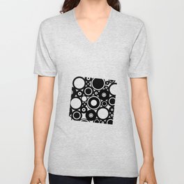 Retro Black White Circles Pop Art V Neck T Shirt