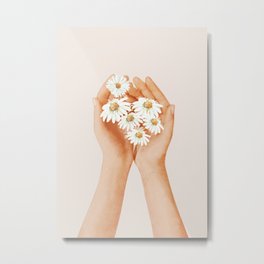 Hands Holding Flowers Metal Print