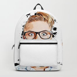 WOW Face Surprised Woman with Black Glasses and Open Mouth,  Pop-Art  Backpack