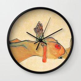 Egon Schiele - Orange knuckles and nipples (new color edit) Wall Clock