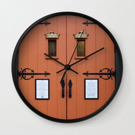 Orange Church Doors Wall Clock