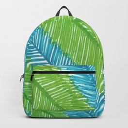 Blue and Green Palm Leaves Backpack