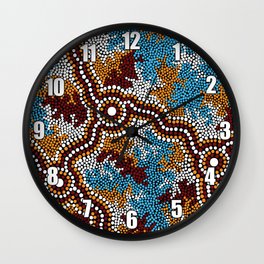 Authentic Aboriginal Art - Wetland Dreaming Wall Clock