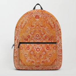 Orange Boho Oriental Vintage Traditional Moroccan Carpet style Design Backpack