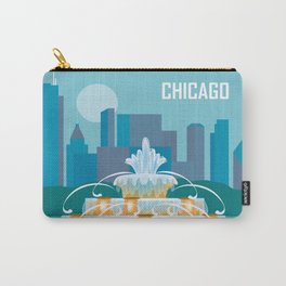 Chicago, Illinois - Skyline Illustration by Loose Petals Carry-All Pouch