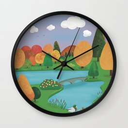 Colourful Countryside Wall Clock | Winter, Scenery, Fall, Jvcoart, England, Countryside, Naive, Homedecor, Wallart, Tree 