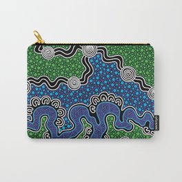 Authentic Aboriginal Art - The River (green) Carry-All Pouch