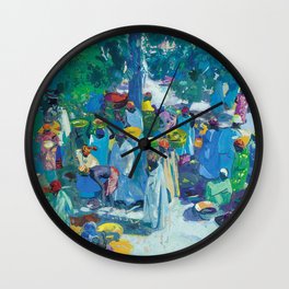 African American Masterpiece, Sudan, African Marketplace portrait painting by Jacques Majorelle Wall Clock