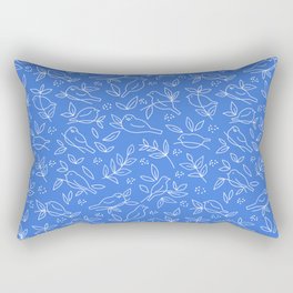 Birds in the Bushes white on blue 11000 Rectangular Pillow