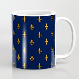 Blue & Gold Fleur-de-Lis Pattern Coffee Mug