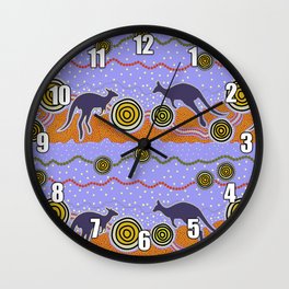 Authentic Aboriginal Art - Kangaroo Dreaming Wall Clock