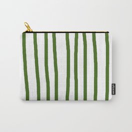 Simply Drawn Vertical Stripes in Jungle Green Carry-All Pouch