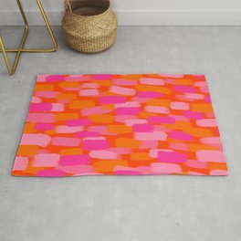 Abstract, Paint Brush Stroke, Pink and Orange  Rug