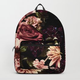 Vintage & Shabby Chic- Real Chrysanthemums Lush Midnight Flowers Botanical Garden Backpack