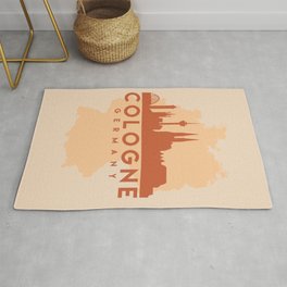 COLOGNE GERMANY CITY MAP SKYLINE EARTH TONES Rug