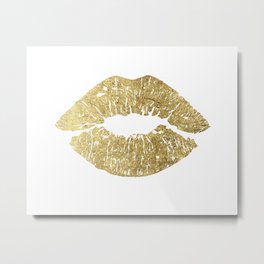 Gold Lips, Vanity Decor Metal Print