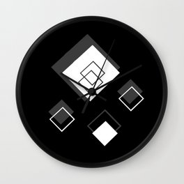 rhomb pattern black and white, geometric, pattern, corners Wall Clock