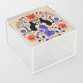 black cats, butterflies with fireworks flowers Acrylic Box
