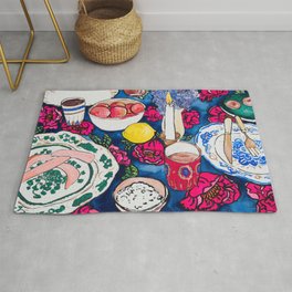 Friendsgiving Floral Tablescape Painting Rug