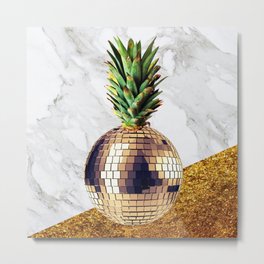 ananas party limited edition Metal Print | Minimal, Graphicdesign, Fun, Sale, Photomanipulation, Funny, Ananas, Disco, Minimalist, Marble 