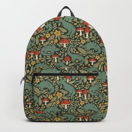 Dinosaurs and Mushrooms Backpack | Dino, Triceratops, Fable, Woodland, Graphicdesign, T Rex, Cutedinosaur, Moodygreen, Mushroom, Dinosaur 